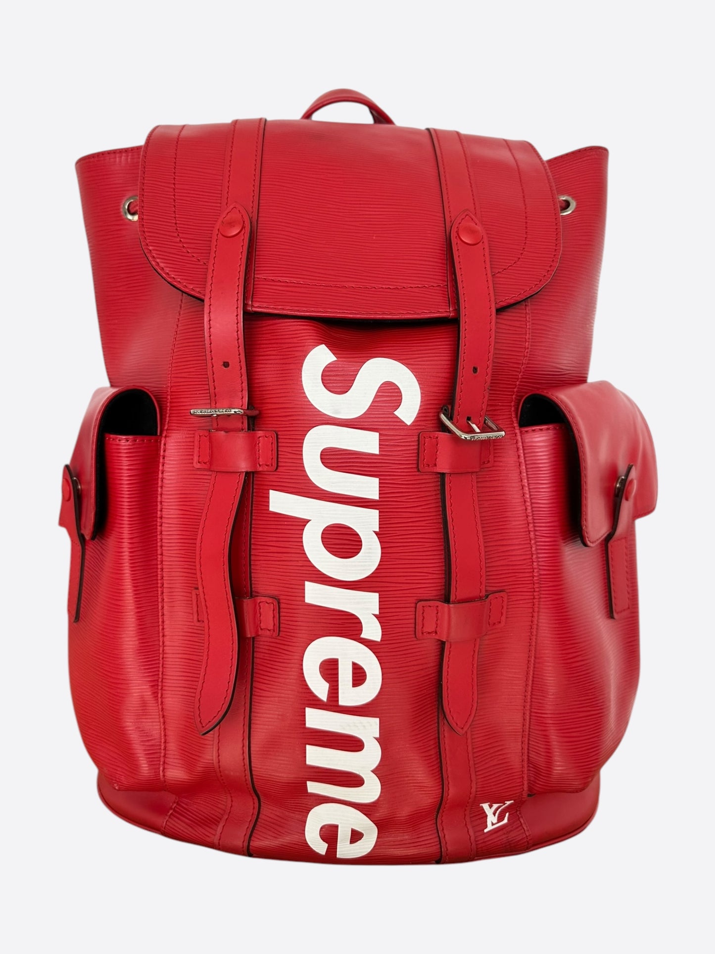 Louis Vuitton Supreme Red & White EPI Christopher Backpack