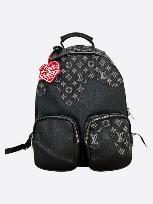 Louis Vuitton Nigo Grey Denim Monogram Multi Pocket Backpack