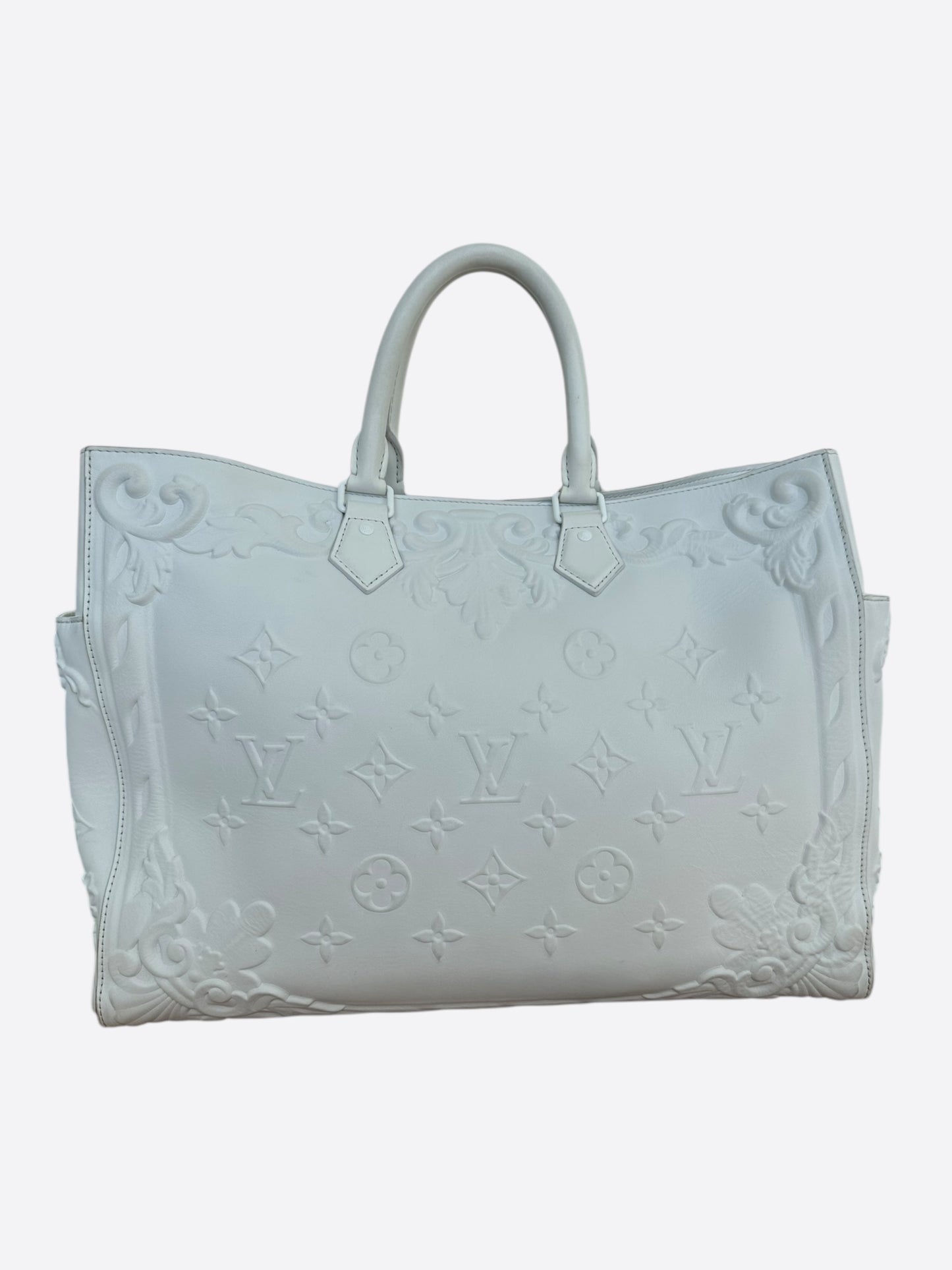 Louis Vuitton White Ornament Monogram Sac Plat 24H Tote Bag