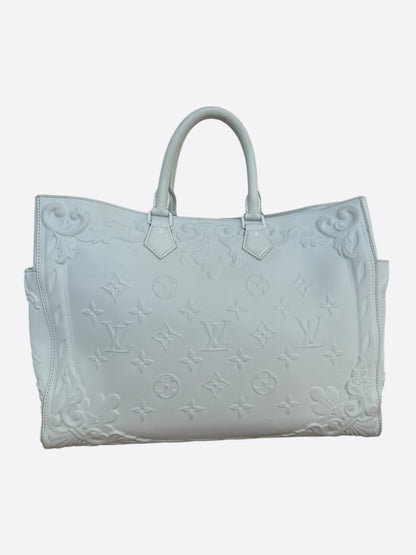 Louis Vuitton White Ornament Monogram Sac Plat 24H Tote Bag