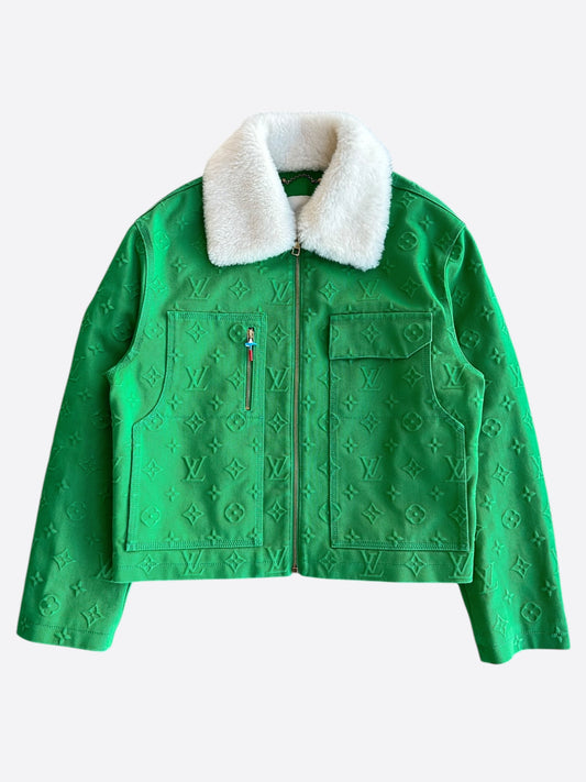 Louis Vuitton Green Monogram Shearling Workwear Jacket