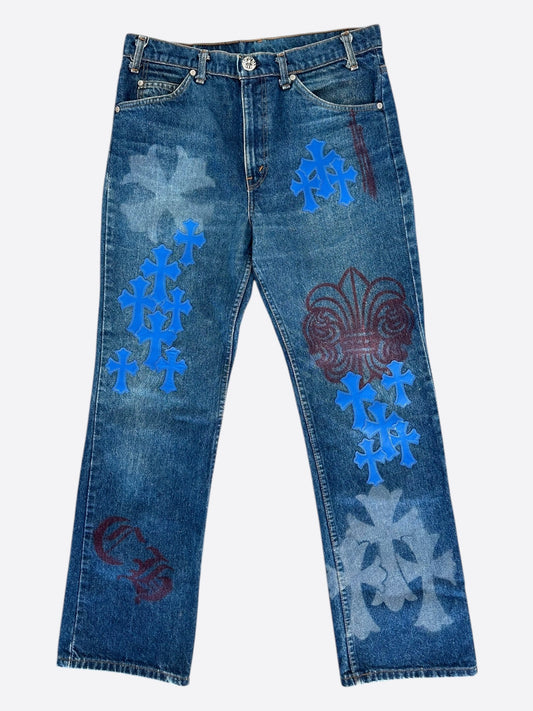 Chrome Hearts Levis Blue Cross Patch Stencil Jeans