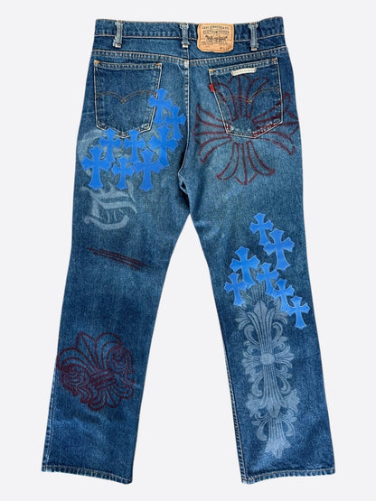 Chrome Hearts Levis Blue Cross Patch Stencil Jeans