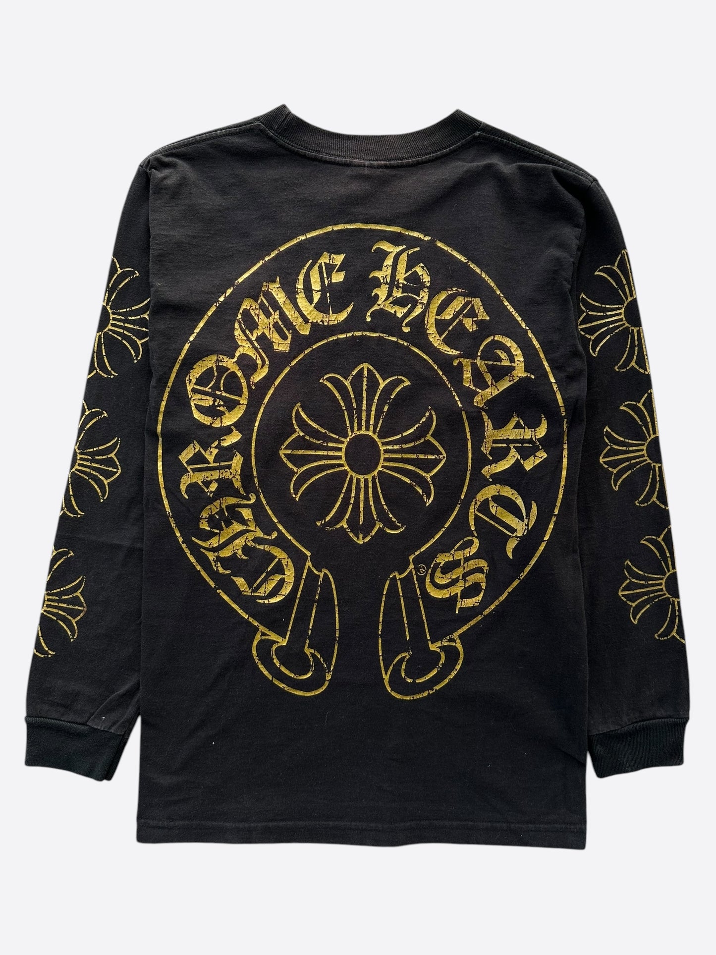 Chrome Hearts Black & Yellow Horseshoe Logo Longsleeve T-Shirt