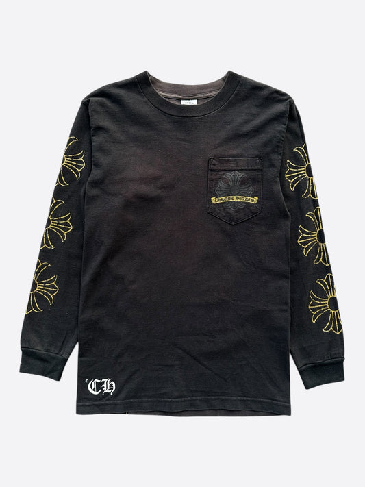 Chrome Hearts Black & Yellow Horseshoe Logo Longsleeve T-Shirt