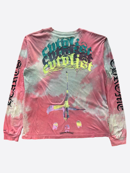 Chrome Hearts CVTVLIST Pink & White Tie-Dye Longsleeve T-Shirt