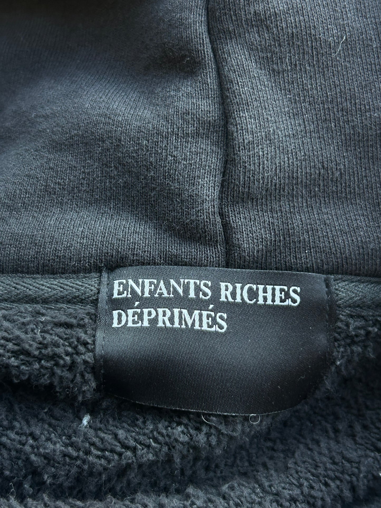 Enfants Riches Deprimes Faded Black & White Asphyxiation Patchwork Zip Up Hoodie