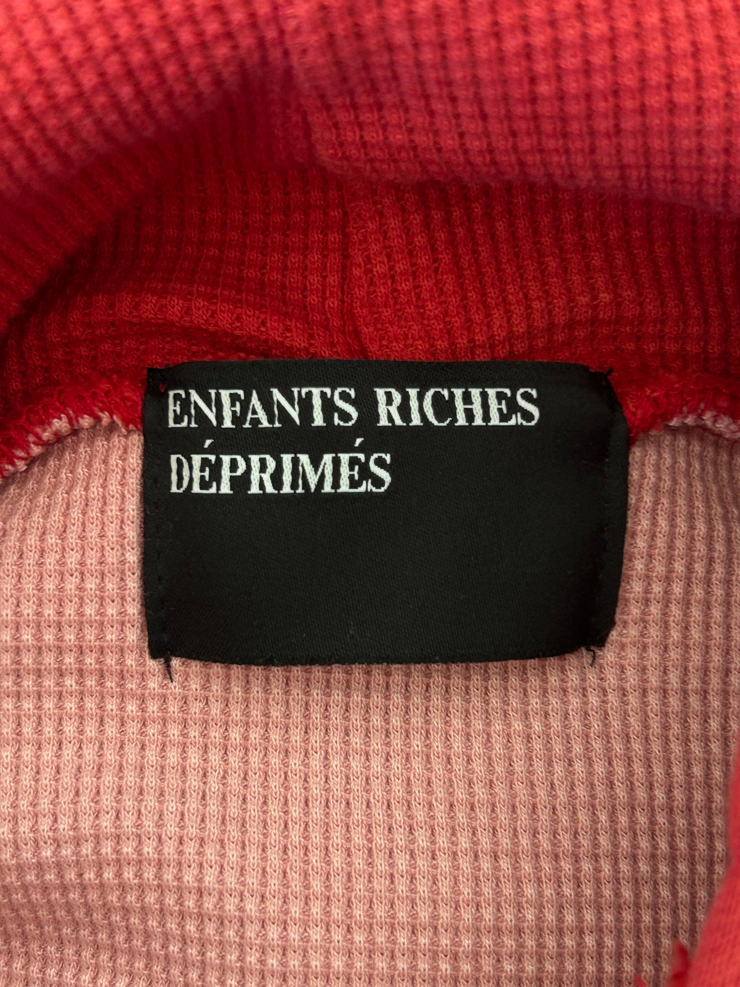 Enfants Riches Deprimes Red & Black Anti-Process Patchwork Thermal Zip Up Hoodie