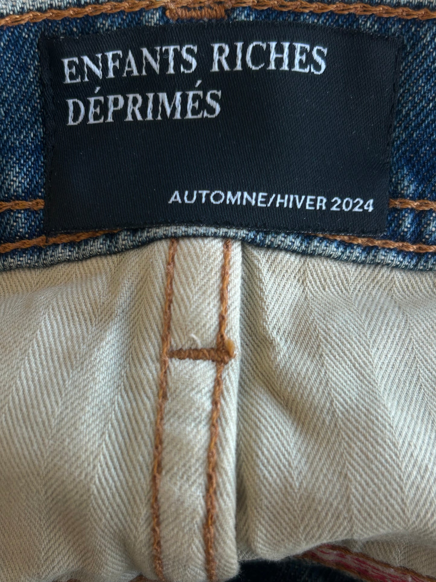 Enfants Riches Deprimes Dark Blue Distressed Flared Jeans