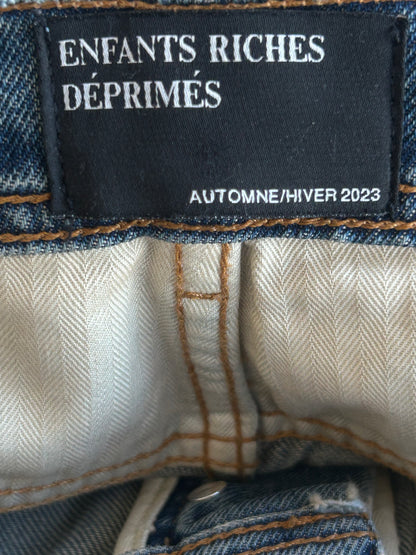 Enfants Riches Deprimes Dark Blue Distressed Flared Jeans