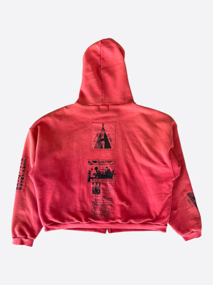 Enfants Riches Deprimes Red & Black Anti-Process Patchwork Thermal Zip Up Hoodie