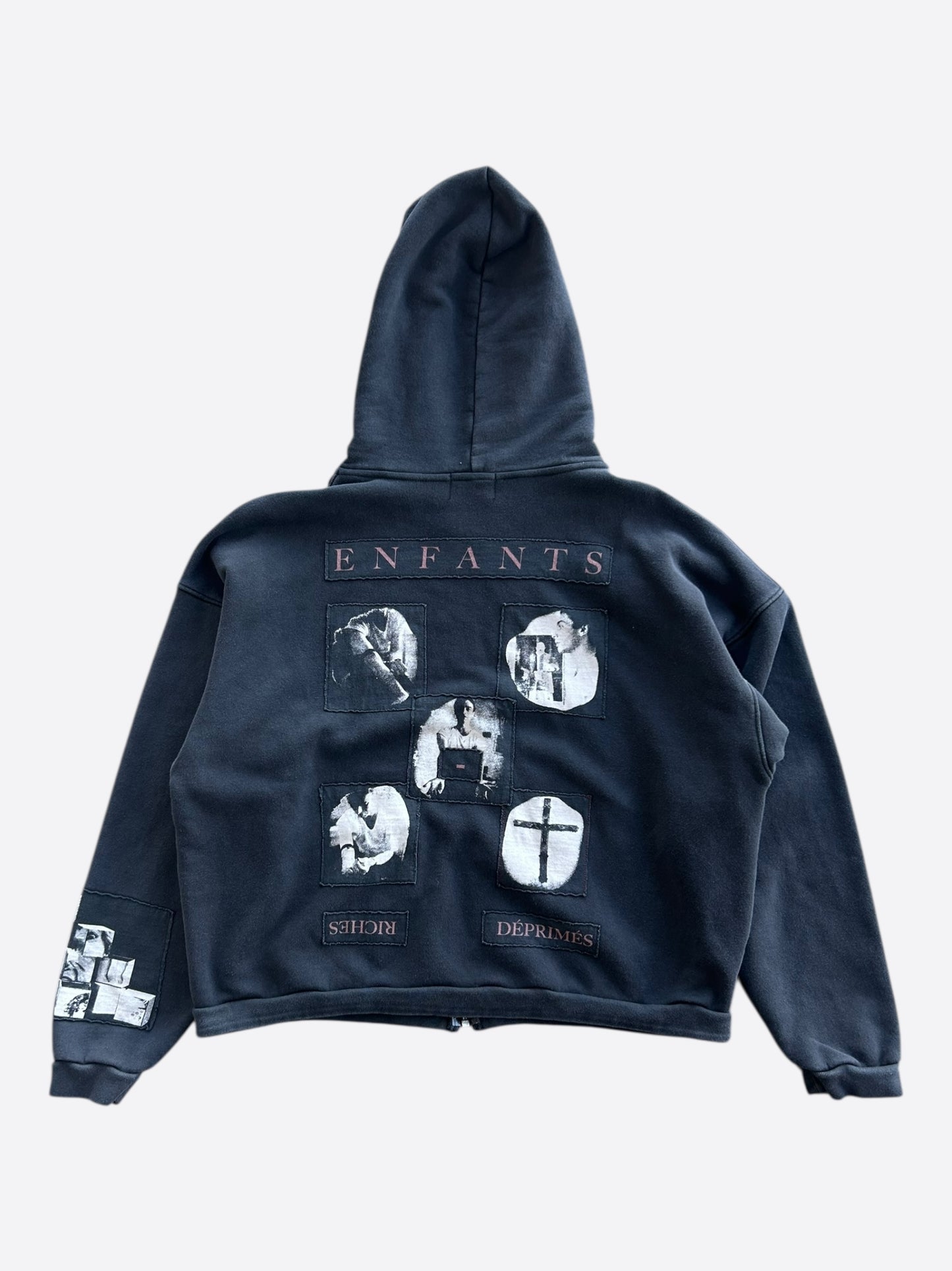 Enfants Riches Deprimes Black & White Narcotica Patchwork Zip Up Hoodie
