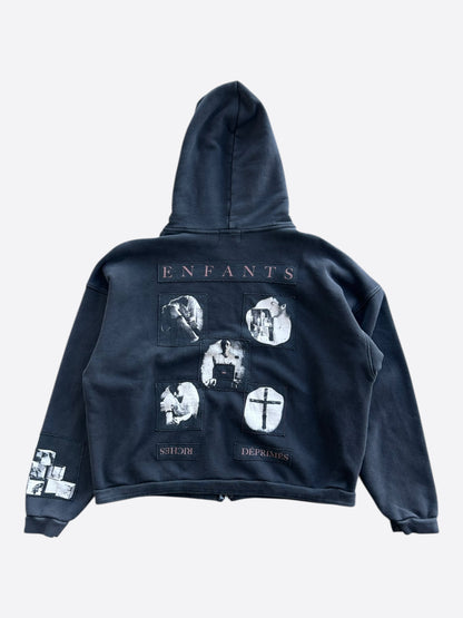 Enfants Riches Deprimes Black & White Narcotica Patchwork Zip Up Hoodie