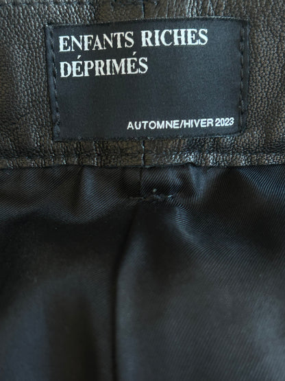 Enfants Riches Deprimes Black Leather Flared Jeans