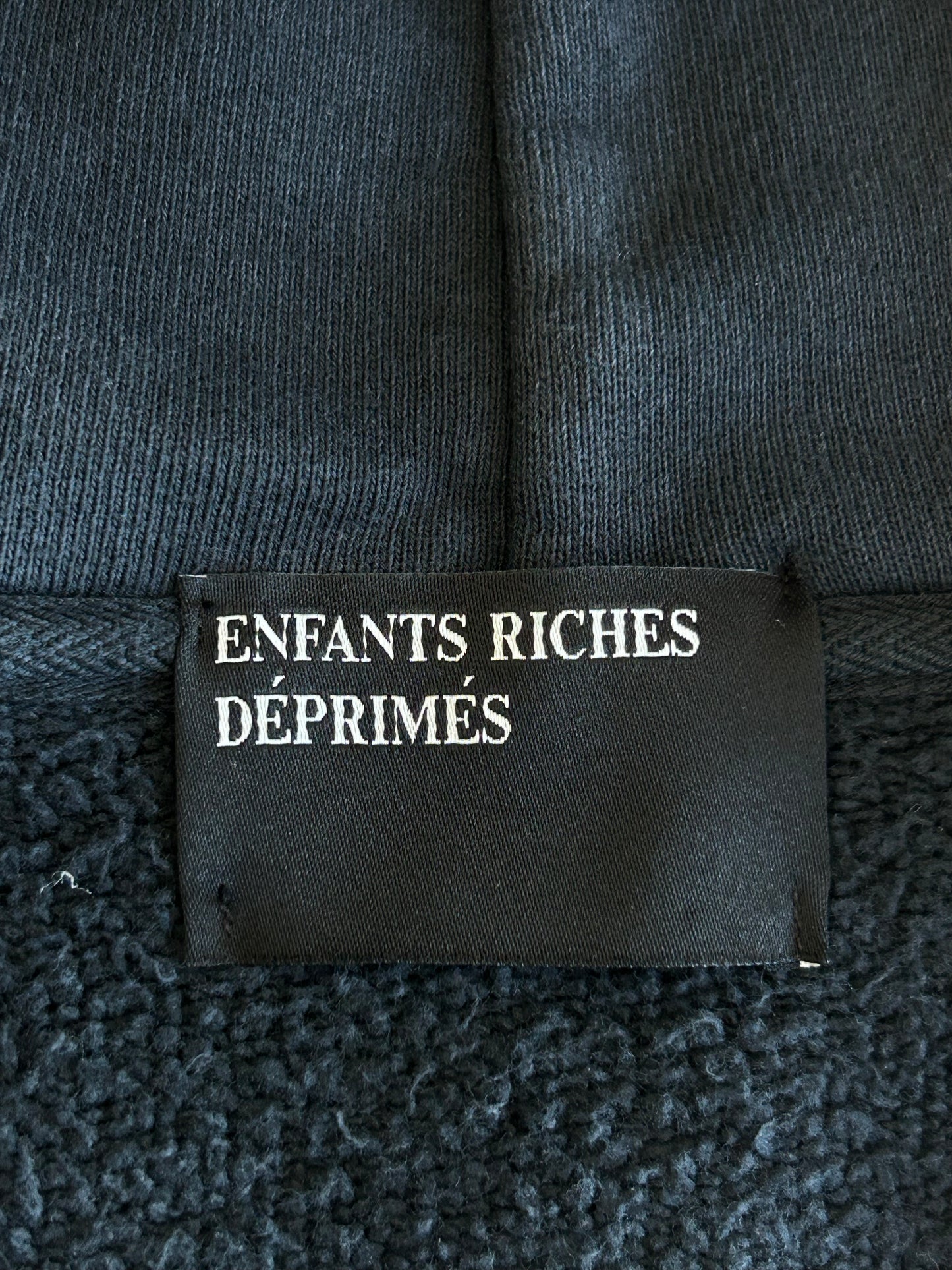 Enfants Riches Deprimes Washed Black & White Madonna Patchwork Zip Up Hoodie