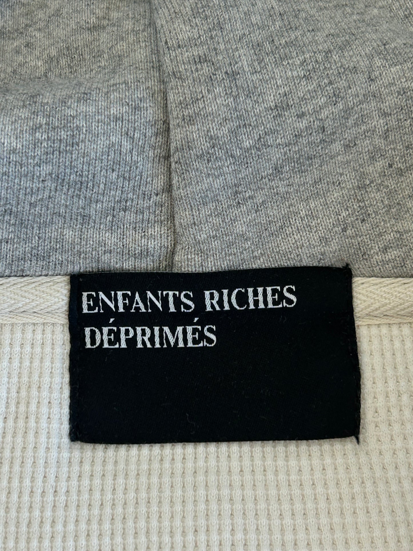 Enfants Riches Deprimes Grey & Black Assemblage Patchwork Thermal Zip Up Hoodie