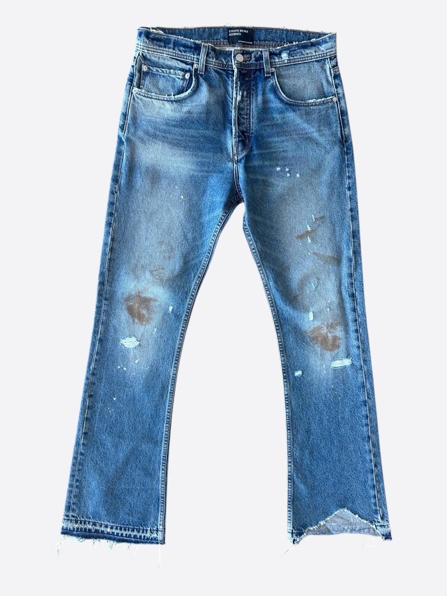 Enfants Riches Deprimes Dark Blue Distressed Flared Jeans