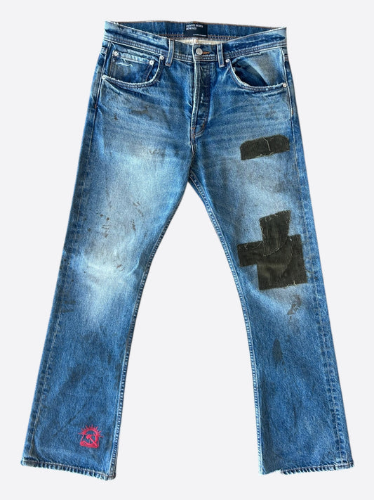 Enfants Riches Deprimes Dark Blue Distressed Flared Jeans