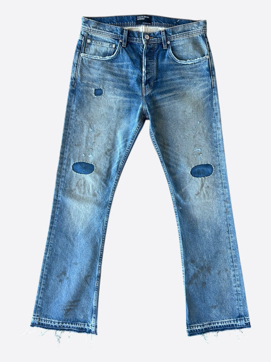 Enfants Riches Deprimes Faded Blue Embroidered Patch Flared Jeans