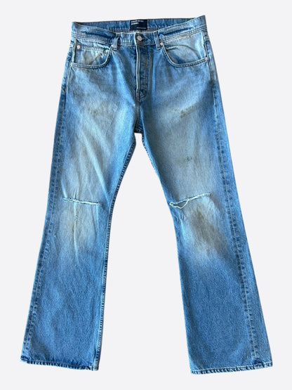 Enfants Riches Deprimes Faded Blue Distressed Flared Jeans