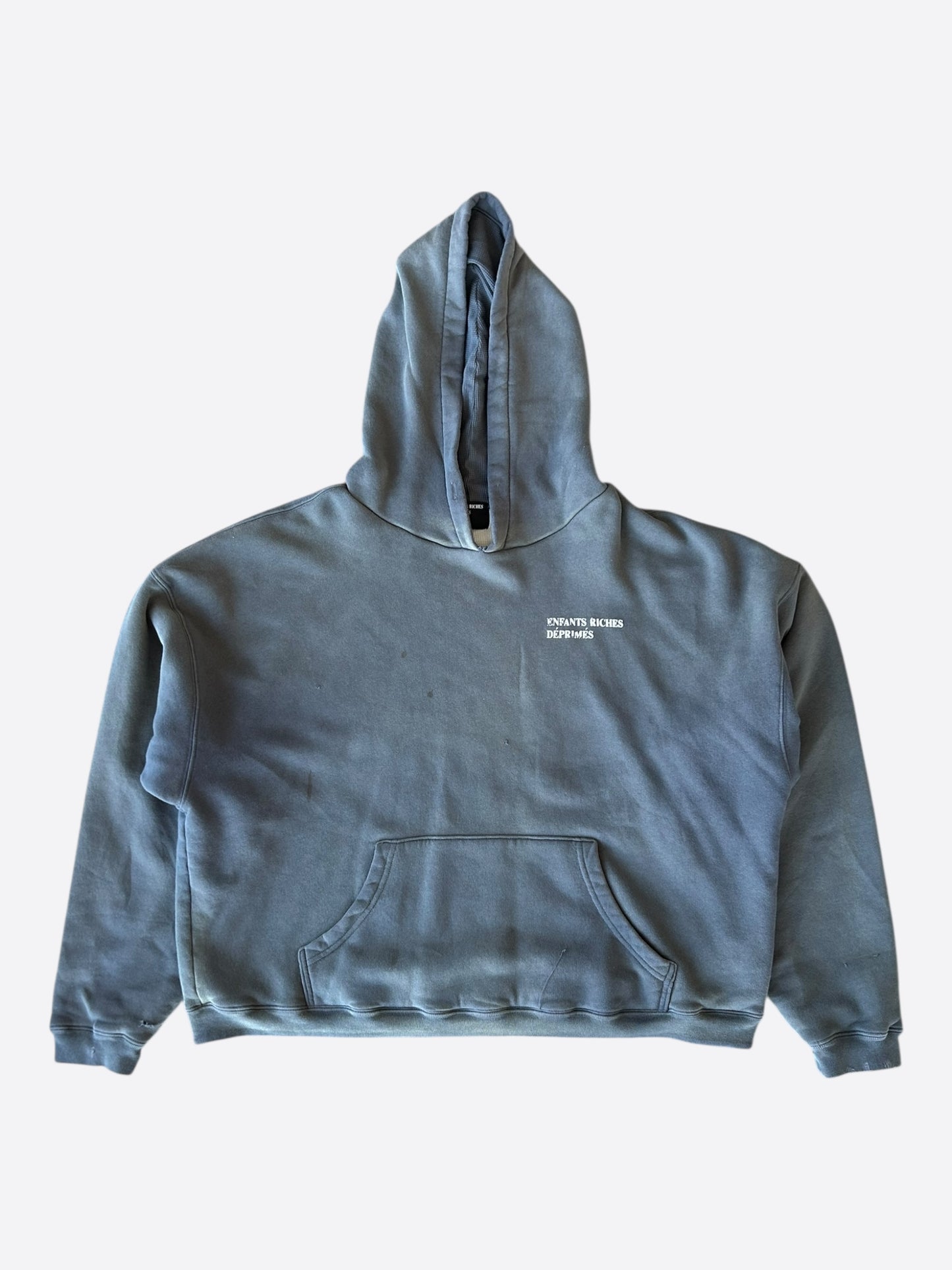 Enfants Riches Deprimes Washed Black & Black Classic Logo Thermal Hoodie