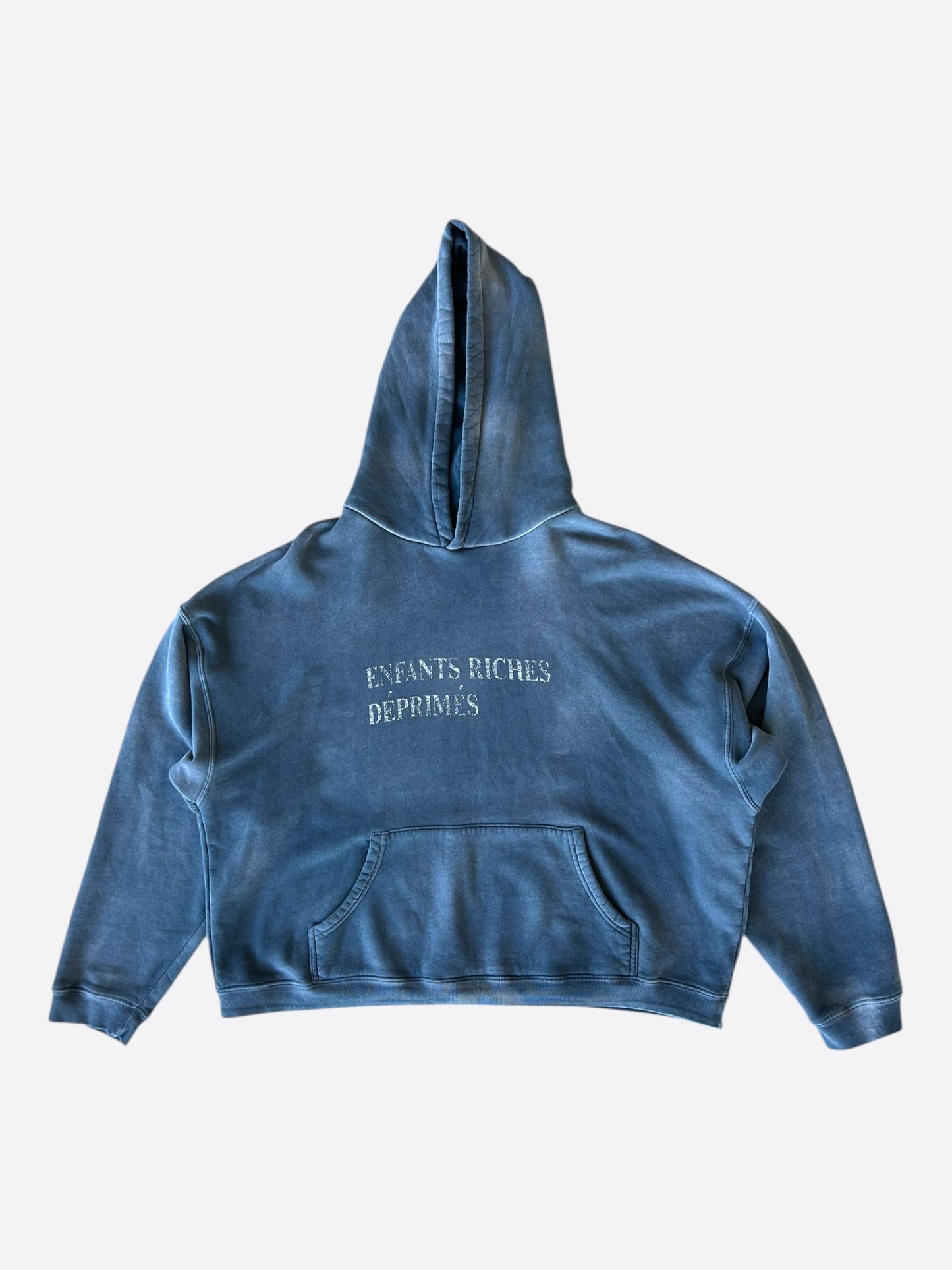 Enfants Riches Deprimes Faded Blue & White Classic Logo Hoodie