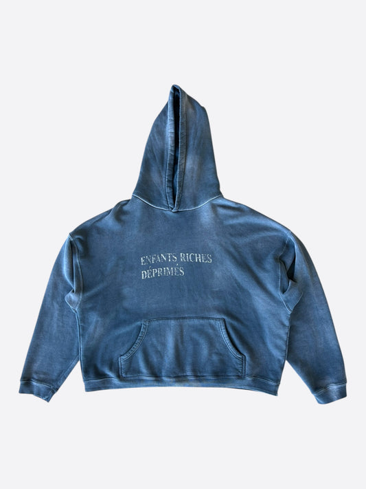 Enfants Riches Deprimes Faded Blue & White Classic Logo Hoodie