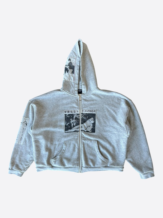 Enfants Riches Deprimes Grey & Black Assemblage Patchwork Thermal Zip Up Hoodie