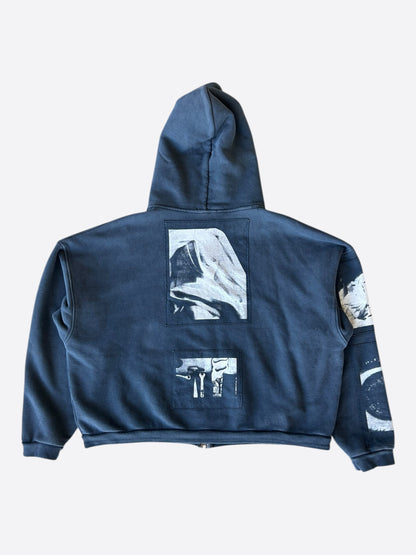 Enfants Riches Deprimes Washed Black & White Madonna Patchwork Zip Up Hoodie