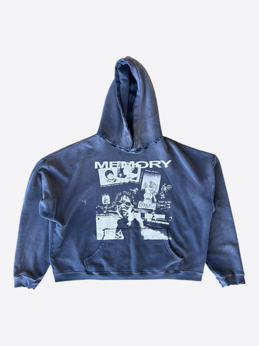 Enfants Riches Deprimes Faded Blue & White Memory Graphic Hoodie
