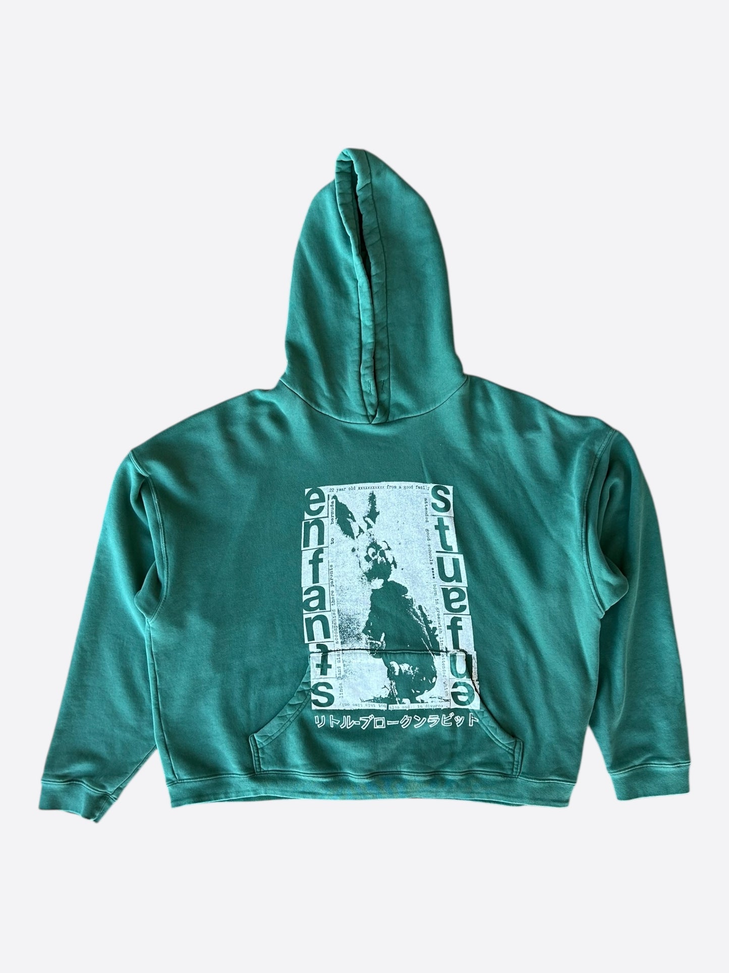Enfants Riches Deprimes Green & White Rabbit Graphic Hoodie