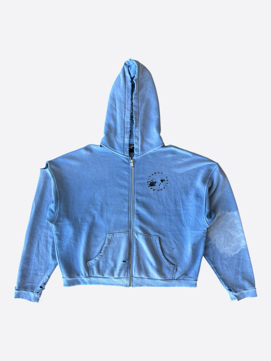 Enfants Riches Deprimes Faded Blue & Black Tabac Rat Logo Zip Up Hoodie