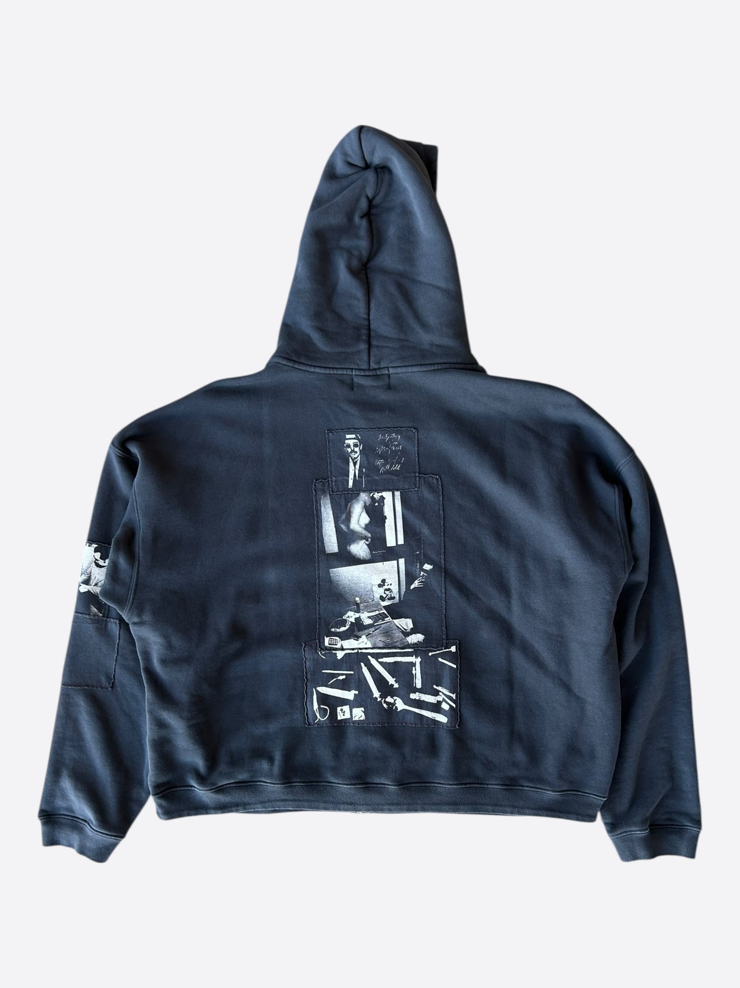 Enfants Riches Deprimes Washed Black & White Disarm Patchwork Zip Up Hoodie