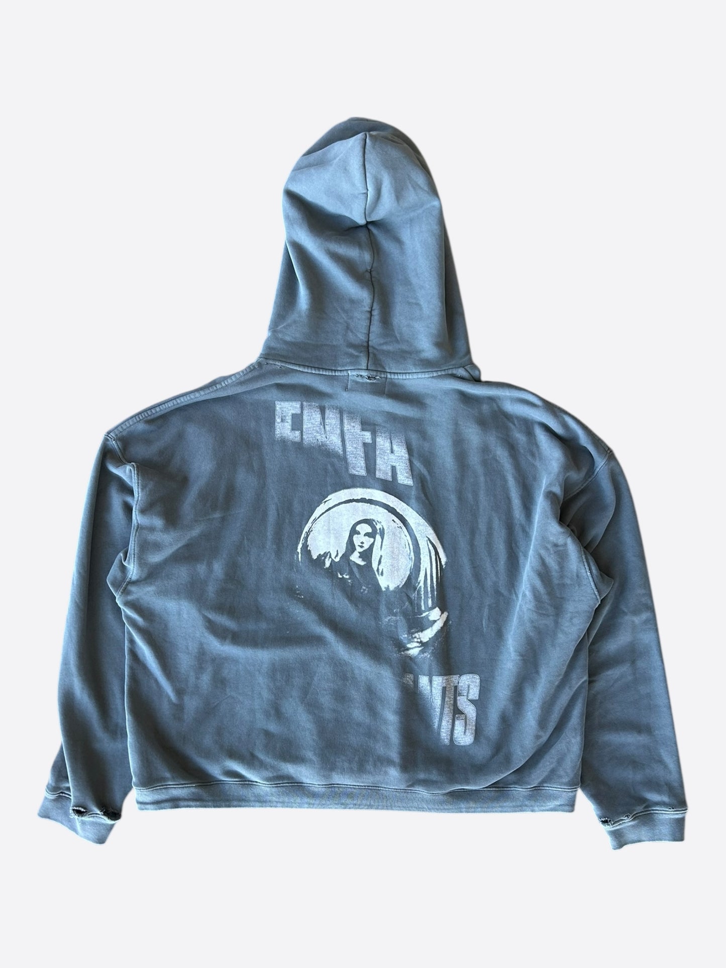 Enfants Riches Deprimes Faded Blue & White Mother Mary Graphic Hoodie