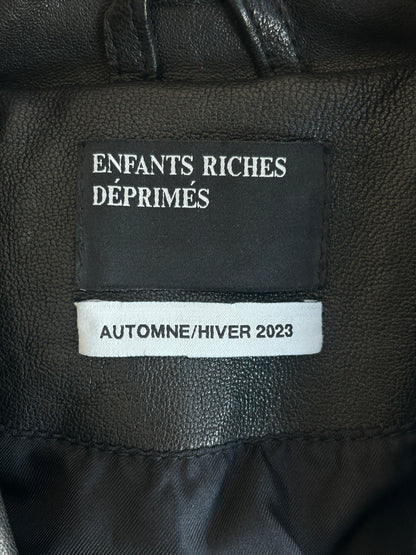 Enfants Riches Deprimes Black Rose Buckle Moto Leather Jacket