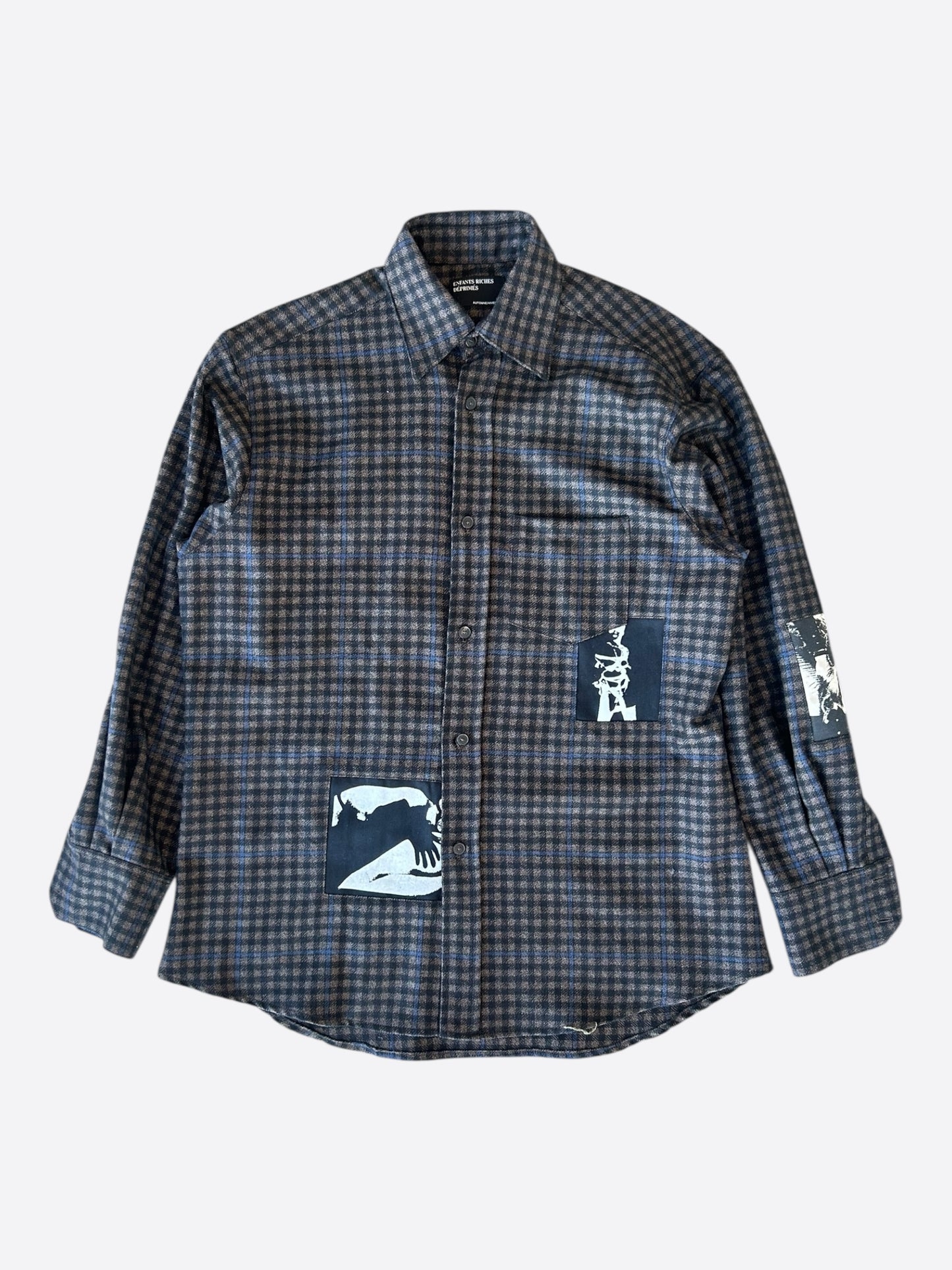 Enfants Riches Deprimes Brown & Black Plaid Assemblage Patchwwork Flannel Shirt