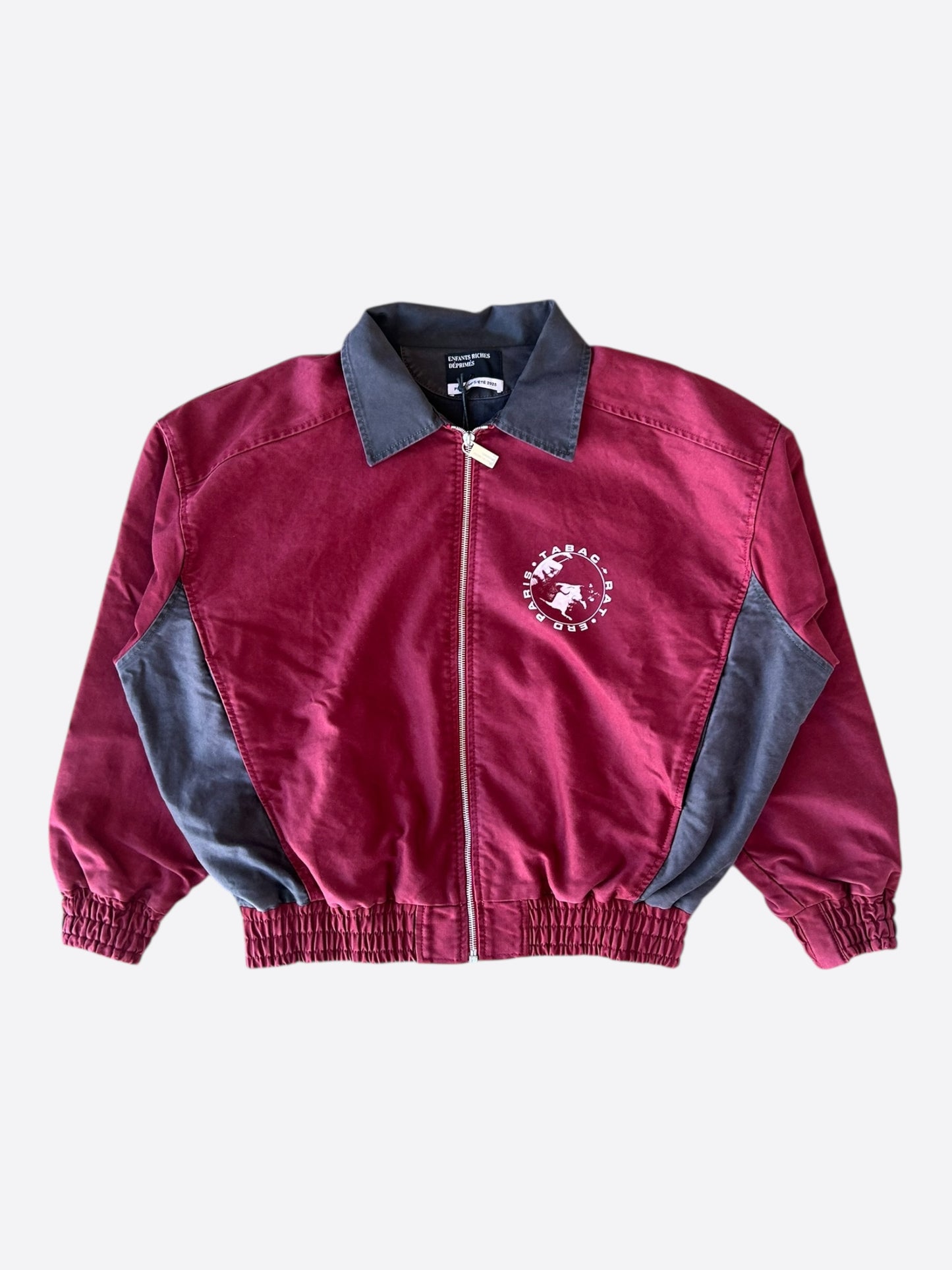 Enfants Riches Deprimes Burgundy, Black & White Tabac Rat Logo Track Jacket