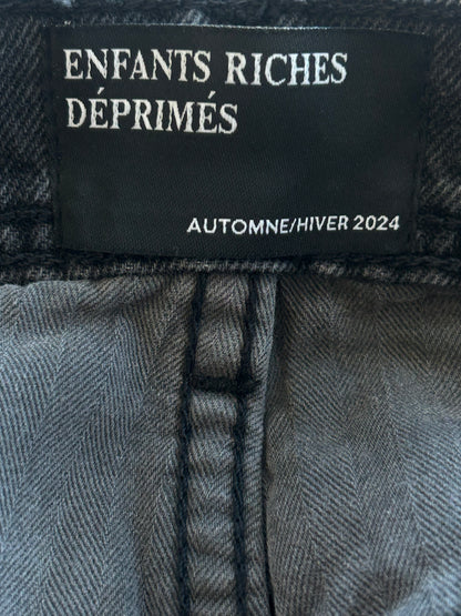 Enfants Riches Deprimes Washed Black Distressed Flared Jeans