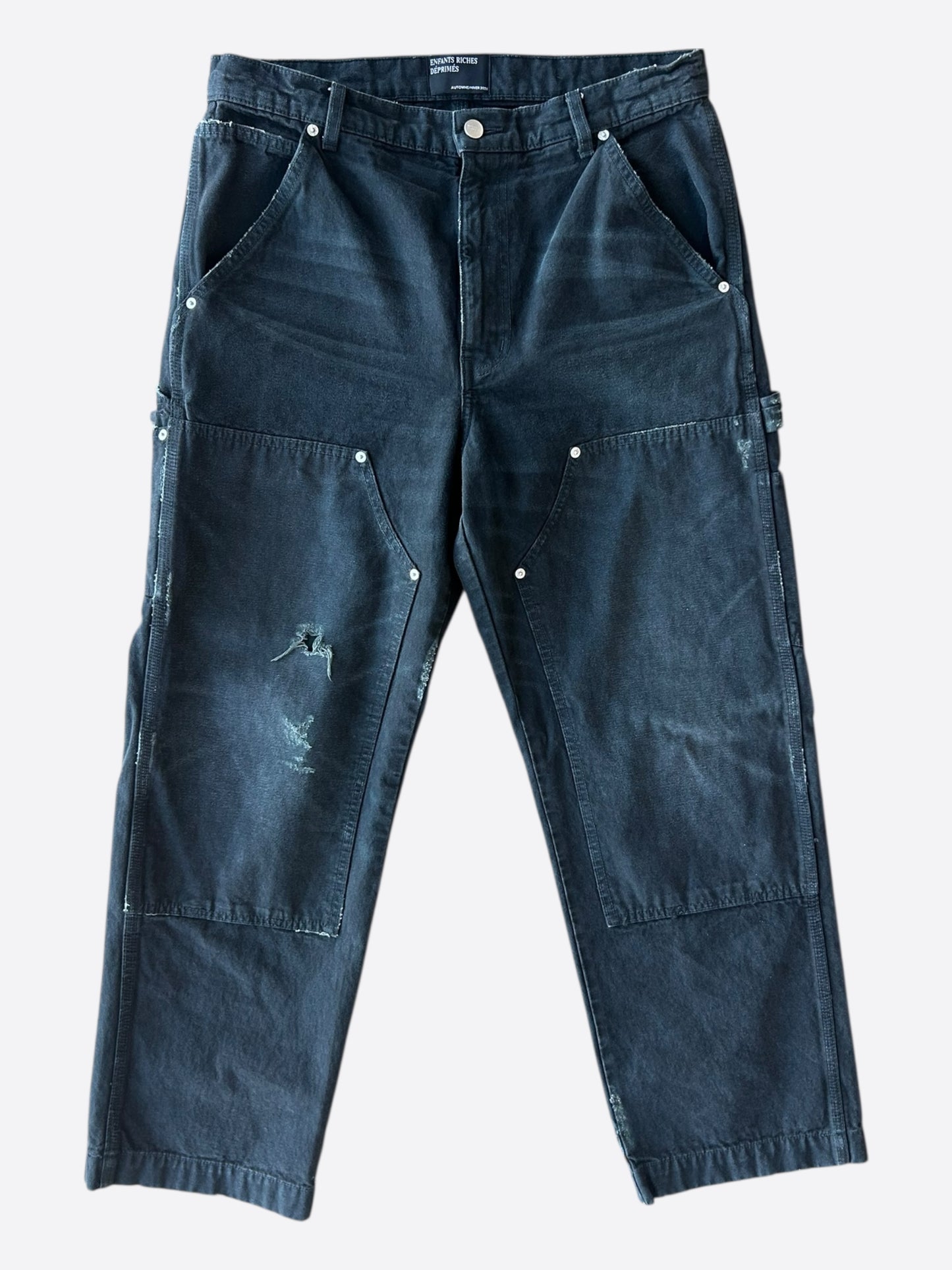 Enfants Riches Deprimes Washed Black Distressed Carpenter Pants