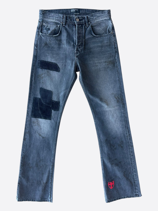 Enfants Riches Deprimes Washed Black Distressed Flared Jeans