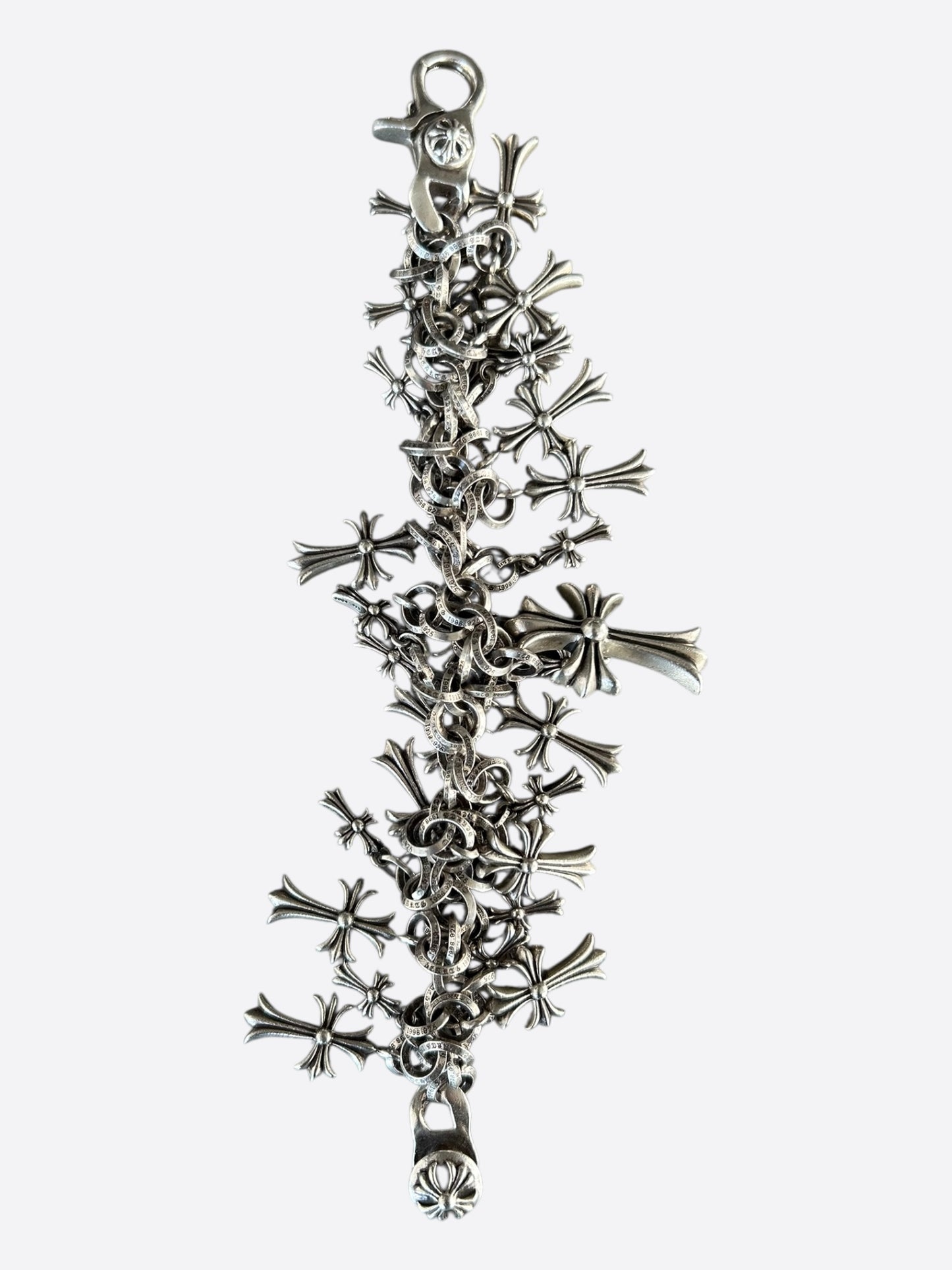 Chrome Hearts Silver Multi Cross Charm Bracelet