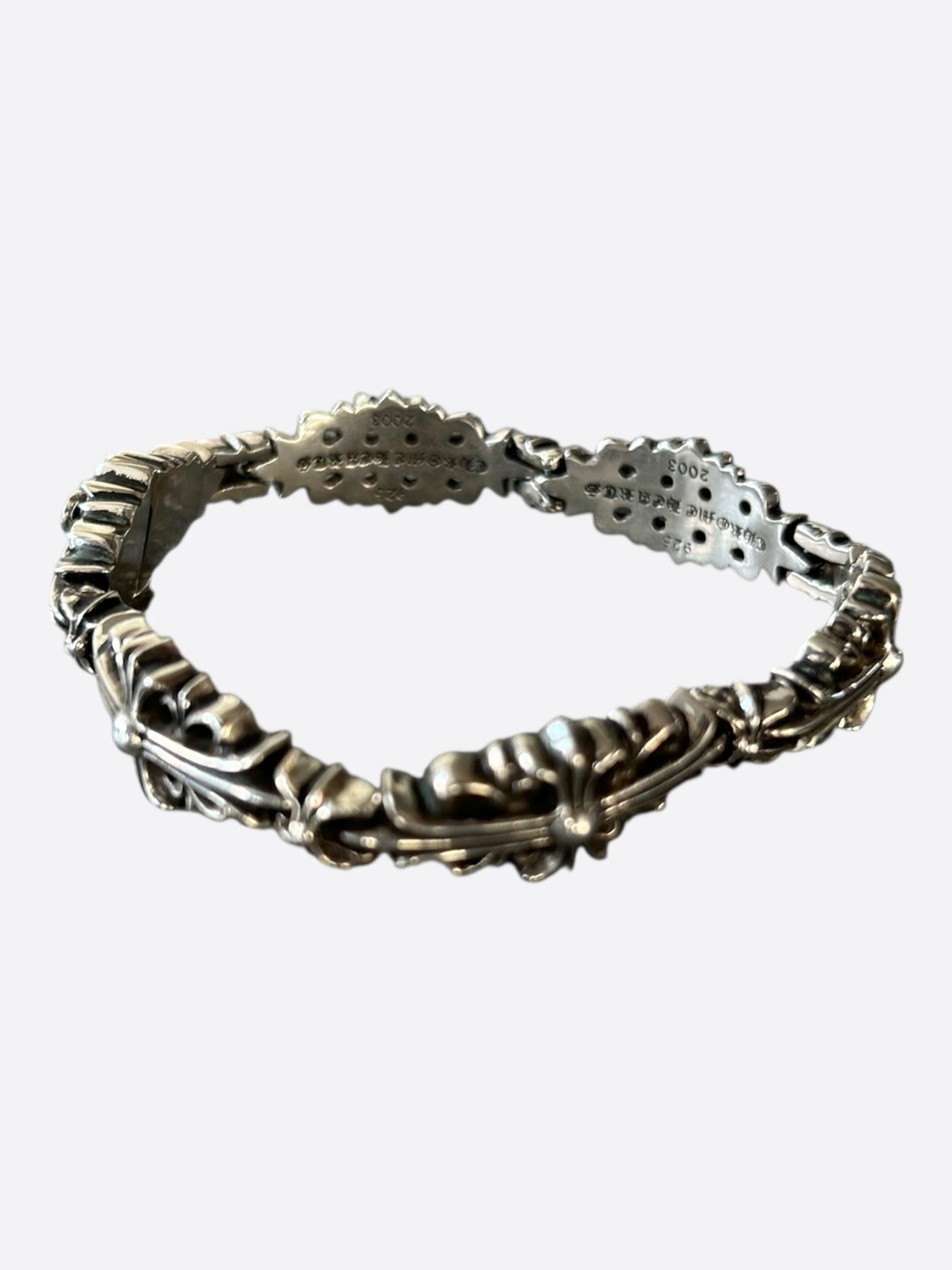 Chrome Hearts Silver Floral Cross Bracelet