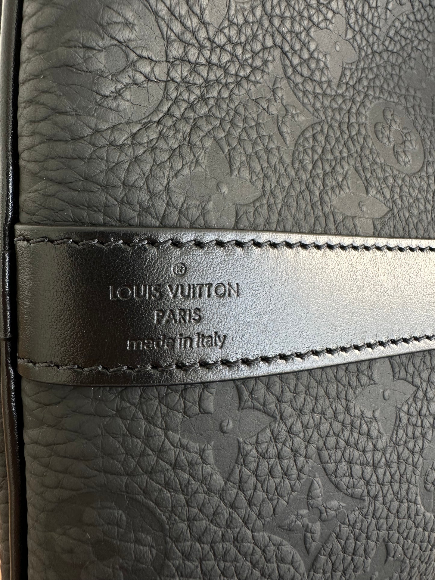 Louis Vuitton Black Taurillon Monogram Keepall 50