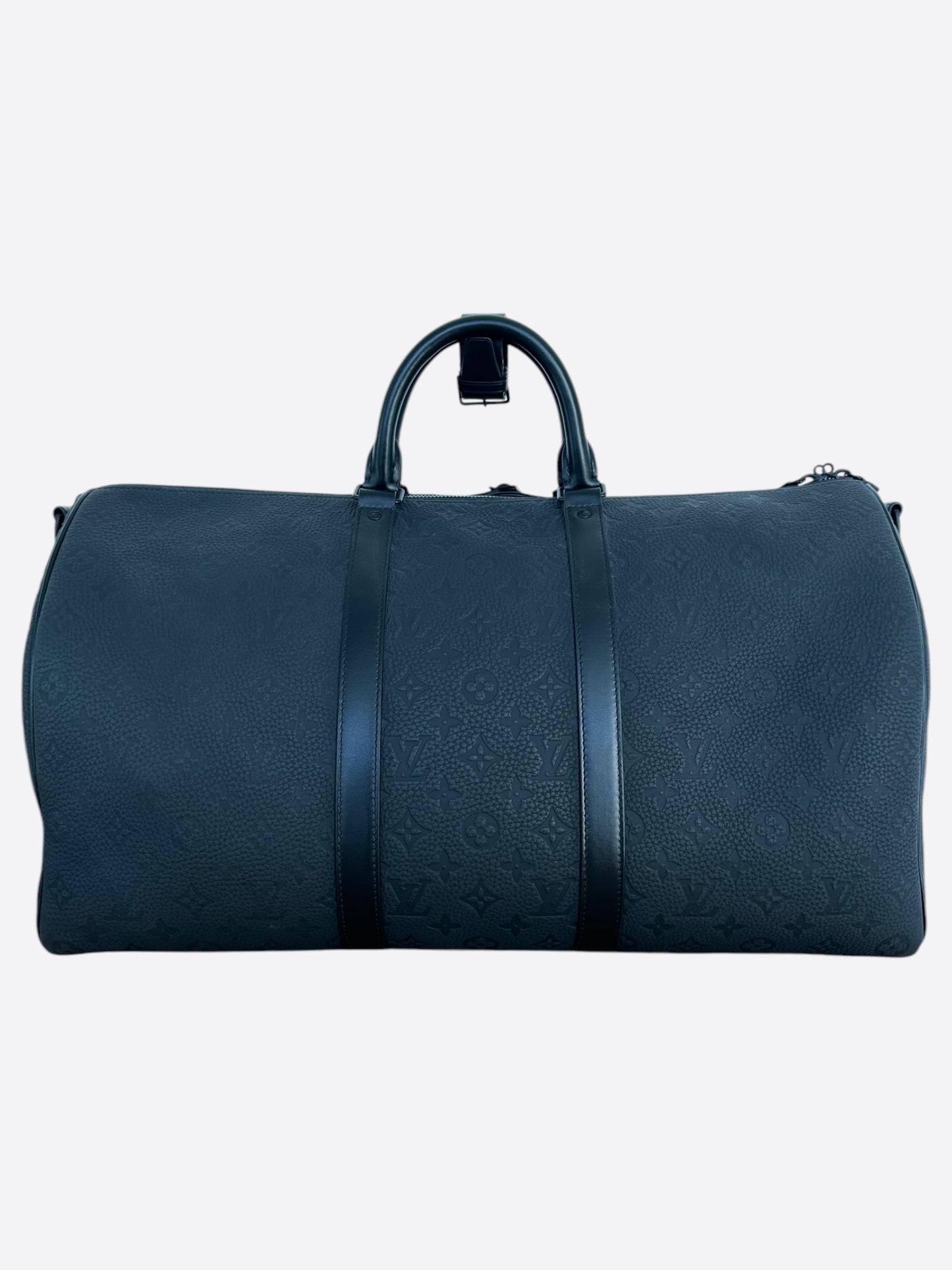 Louis Vuitton Black Taurillon Monogram Keepall 50