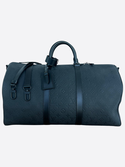 Louis Vuitton Black Taurillon Monogram Keepall 50