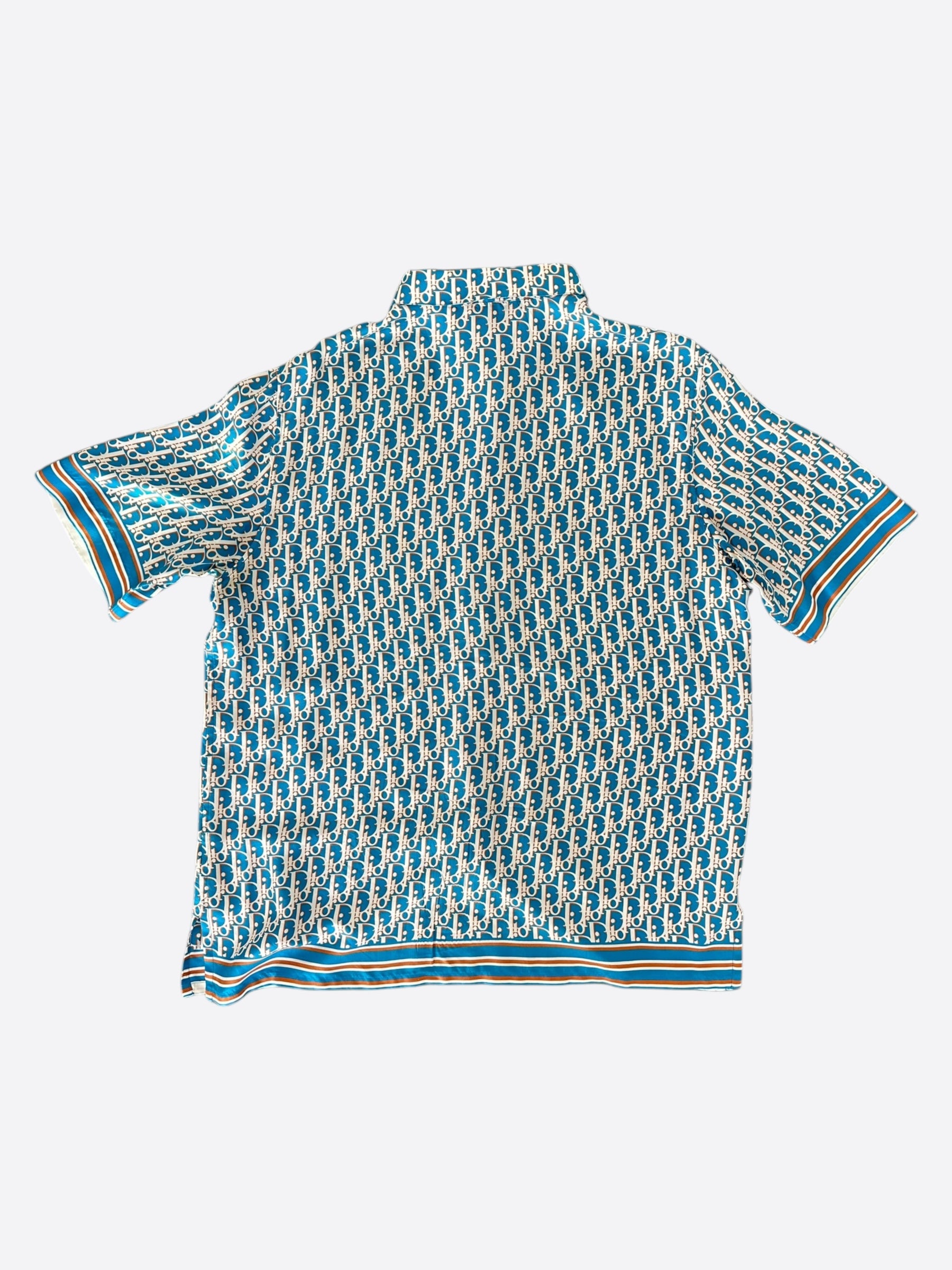 Dior Blue & White Oblique Silk Button Up Shirt – Savonches