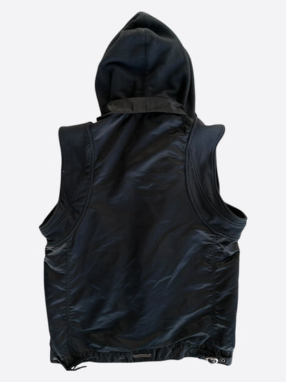 Chrome Hearts Black Nylon Hooded Biker Vest