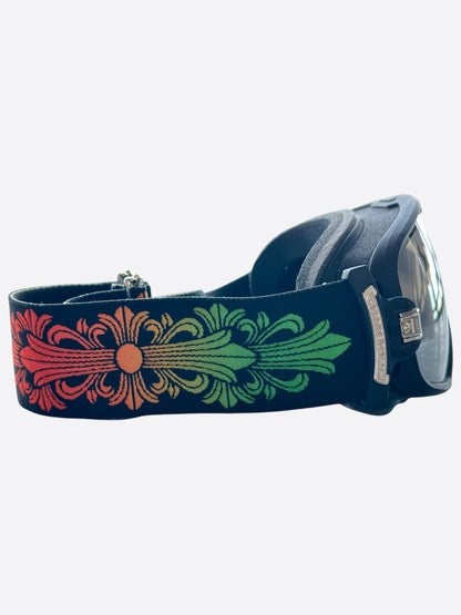chrome hearts snow goggles Chrome Hearts Black Gradient Floral Ski Goggles – Savonches