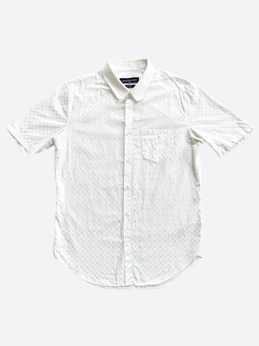 Louis Vuitton White Damier Monogram Button Up Shirt