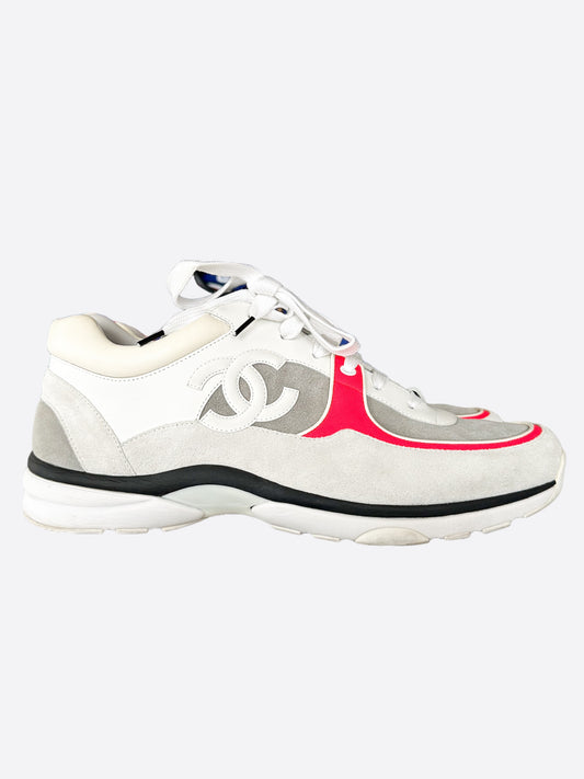 Chanel White & Pink CC Logo Trainers